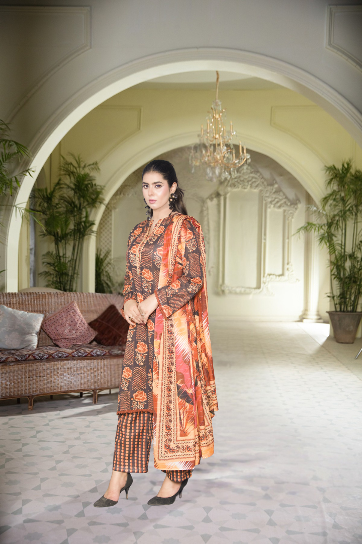 Jazar Printed 3 Pcs Stitched Suit