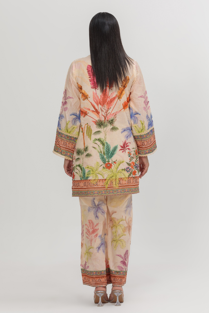 Artisan Tropic Feather & Palm Lawn 2-Piece Stitched Suit