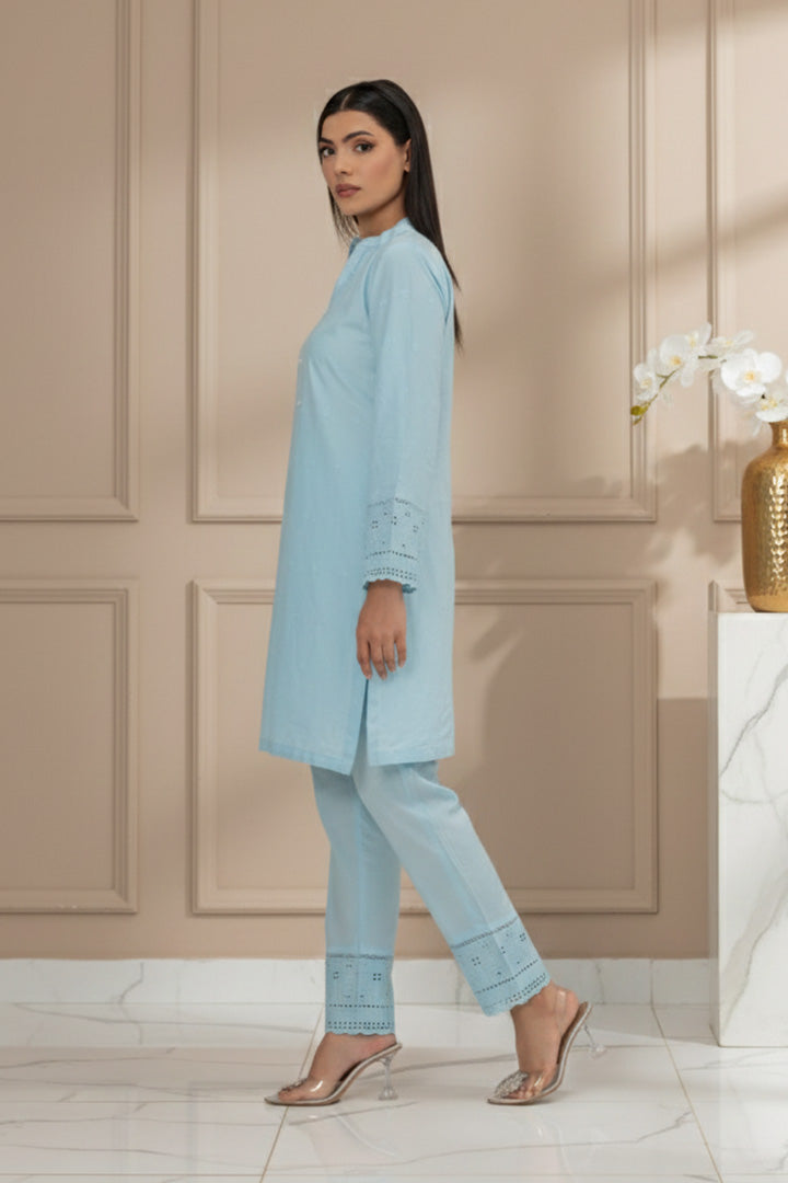 Cloudy Blue Masoori Lawn 2-Piece Stitched Suit