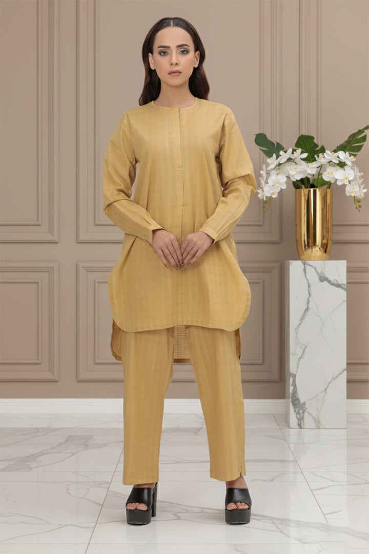 Dark Beige Masoori Lawn 2-Piece Stitched Suit
