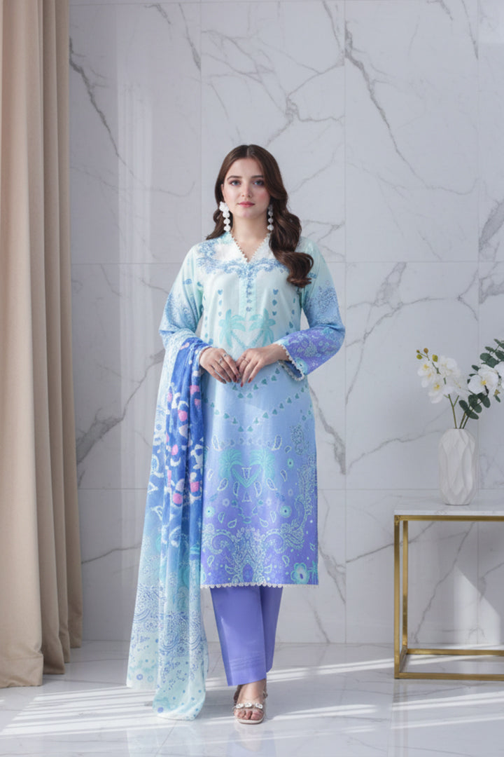 Shehnaai Printed 3 Pcs Stitched Suit