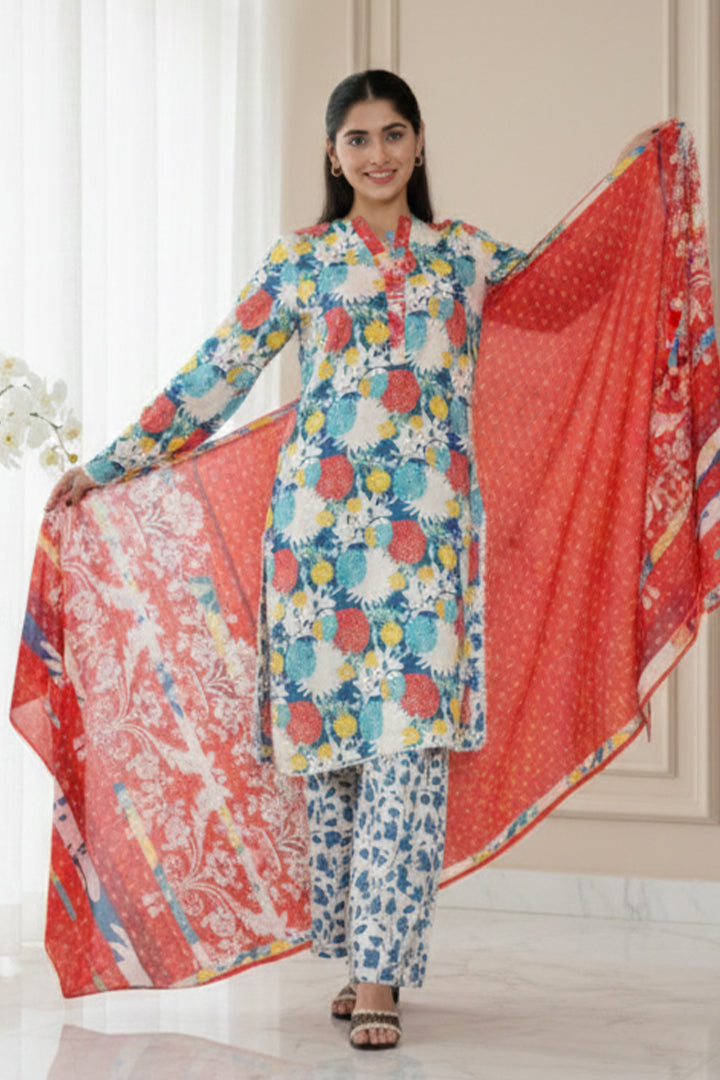 Genda Printed 3 Pcs Stitched Suit