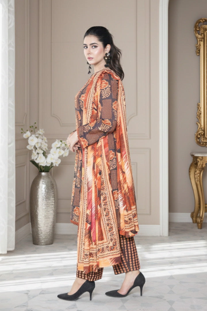 Jazar Printed 3 Pcs Stitched Suit