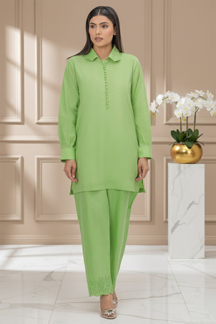 Olivine Crosshatch Lawn 2-Piece Stitched Suit