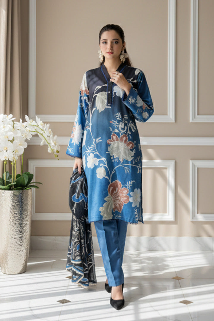 Sahir Printed 3 Pcs Stitched Suit