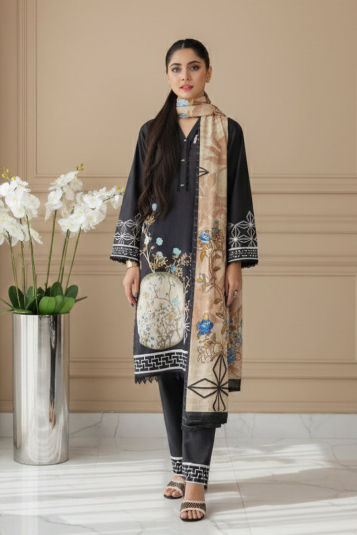 Shab Printed 3 Pcs Stitched Suit