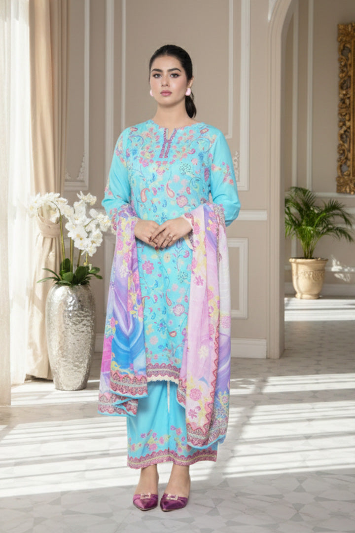 Shafaq Printed 3 Pcs Stitched Suit