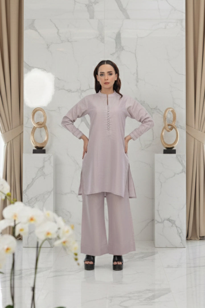 Silver Pink Masoori Lawn 2 Piece Stitched Suit