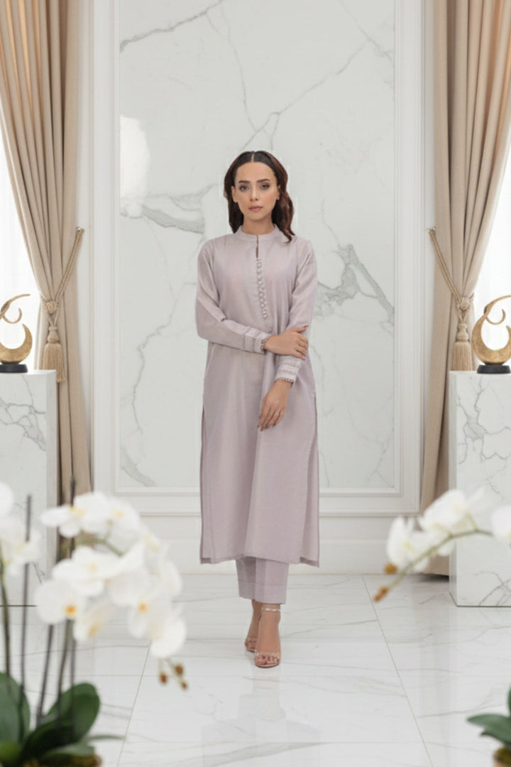 Silver Pink Masoori Lawn 2 Piece Stitched Suit