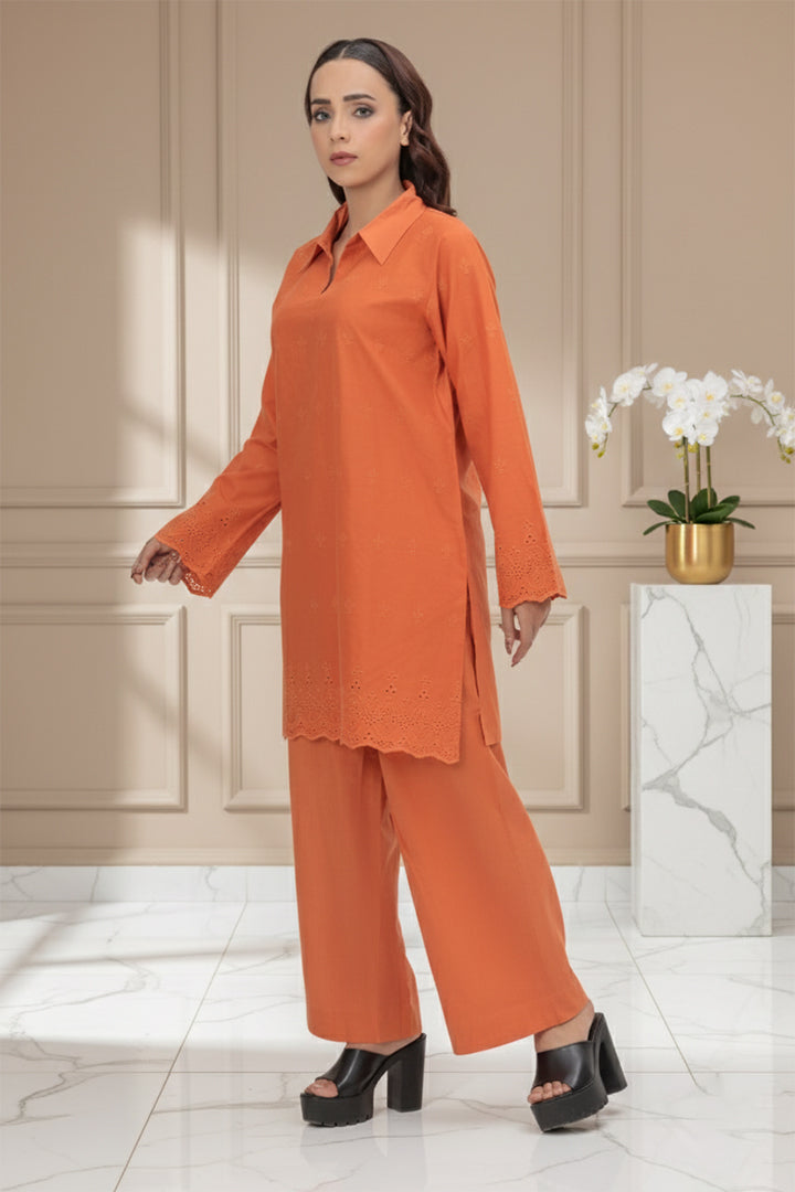 Terracotta Chikankari Lawn 2 Piece Stitched Suit