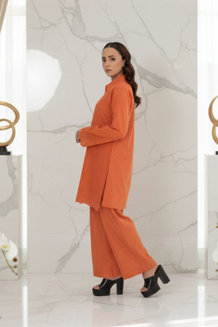 Terracotta Chikankari Lawn 2 Piece Stitched Suit