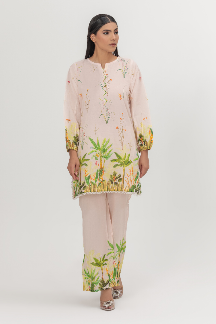 Tropical Breeze Blush Pink Printed Lawn 1-Piece Printed Stitched Shirt
