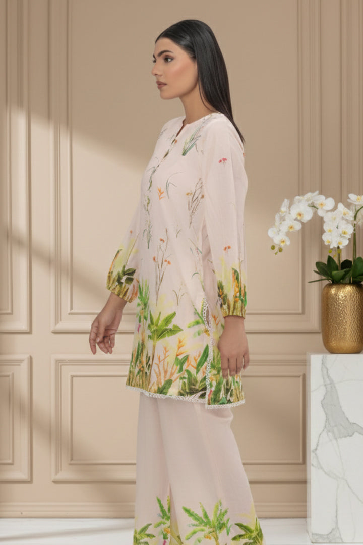Tropical Breeze Blush Pink Printed Lawn 2-Piece Stitched Suit