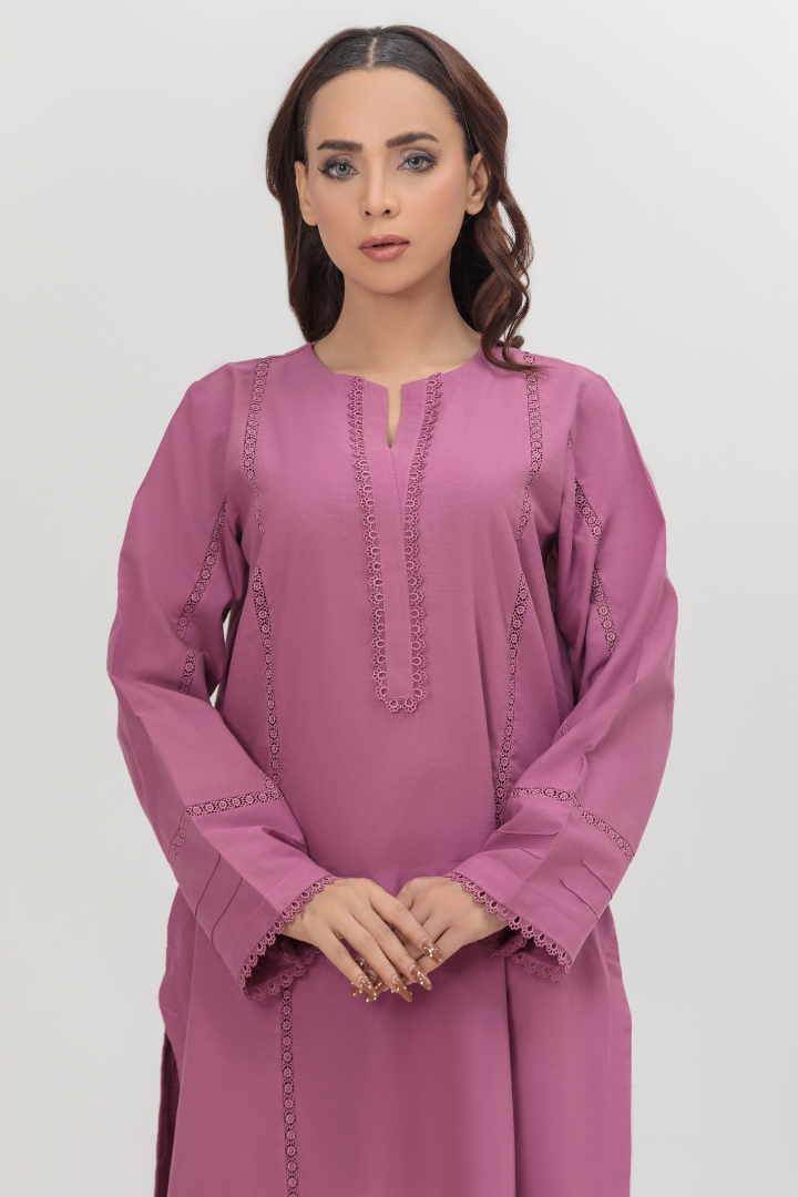 Tulip Pink Crosshatch Lawn 2-Piece Stitched Suit