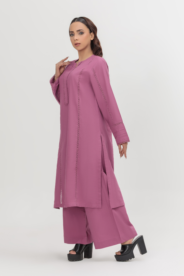 Tulip Pink Crosshatch Lawn 2-Piece Stitched Suit